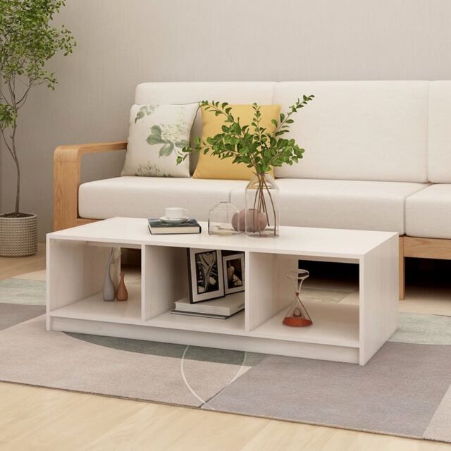Berkfield Home Coffee Table White 110x50x34 cm Solid Pinewood - Size: 110 x 50 x 34 cm - image 1