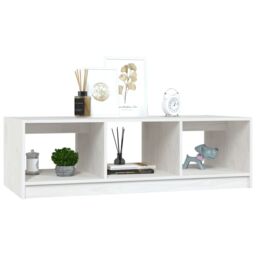 Berkfield Home Coffee Table White 110x50x34 cm Solid Pinewood - Size: 110 x 50 x 34 cm - thumbnail 4