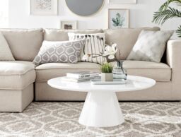 FurnitureboxUK Palma Round Coffee Table with Pedestal Pillar Base & Semi-Matte or High Gloss Finish for Modern Minimalist Industrial Look in White - thumbnail 5