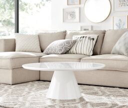 FurnitureboxUK Palma Round Coffee Table with Pedestal Pillar Base & Semi-Matte or High Gloss Finish for Modern Minimalist Industrial Look in White - thumbnail 2