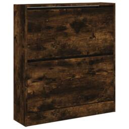 Berkfield Home Shoe Cabinet Smoked Oak 80x21x87.5 cm Engineered Wood in Brown - thumbnail 4