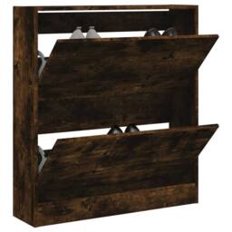 Berkfield Home Shoe Cabinet Smoked Oak 80x21x87.5 cm Engineered Wood in Brown - thumbnail 2