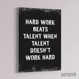"Artery8 Inspirational Quote Hard Work Beats Talent Canvas Wall Art Print in Black - Size: W18"" x H24""" - thumbnail 2