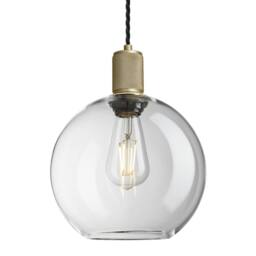 Industville Knurled Glass Globe Pendant Light - 9 Inch - Clear in Metallic Gold - Size: 9 inches