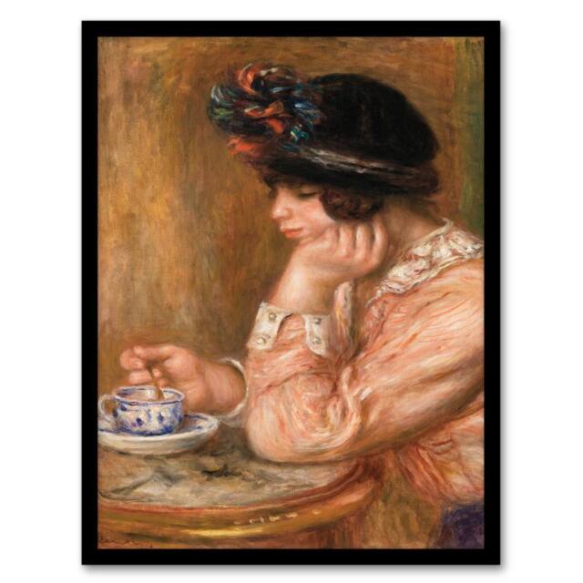 Artery8 Pierre Auguste Renoir Framed Wall Art Print Cup of Chocolate in Orange - Size: A4 - image 1