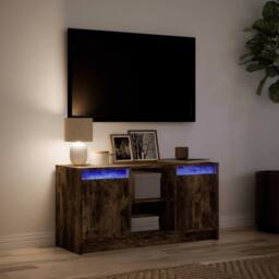 Berkfield Home TV Cabinet with LED Smoked Oak 100x34x50 cm Engineered Wood in Brown - Size: 100 x 34 x 50 cm - thumbnail 5