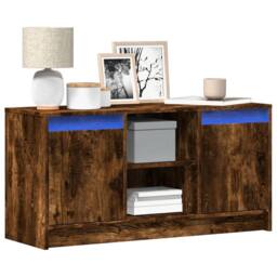 Berkfield Home TV Cabinet with LED Smoked Oak 100x34x50 cm Engineered Wood in Brown - Size: 100 x 34 x 50 cm - thumbnail 2