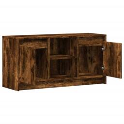 Berkfield Home TV Cabinet with LED Smoked Oak 100x34x50 cm Engineered Wood in Brown - Size: 100 x 34 x 50 cm - thumbnail 9