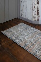 Kukoon Runner Rug Beige Blue Abstract Distressed Long Hallway Rugs - Size: 60 cm x 240 cm - thumbnail 2