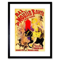 "Artery8 Vintage Advert Moulin Rouge Paris France Dancers Framed Wall Art Print in Red - Size: W12"" x H16""" - thumbnail 1