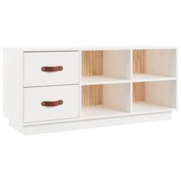 Berkfield Home Shoe Bench White 100x34x45 cm Solid Wood Pine - Size: 100 x 34 x 45 cm