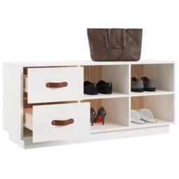 Berkfield Home Shoe Bench White 100x34x45 cm Solid Wood Pine - Size: 100 x 34 x 45 cm - thumbnail 5