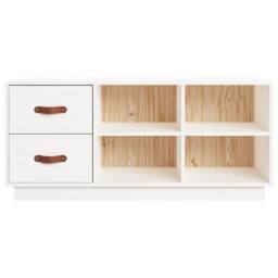 Berkfield Home Shoe Bench White 100x34x45 cm Solid Wood Pine - Size: 100 x 34 x 45 cm - thumbnail 6