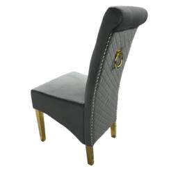 Stratus Interiors Emma Tall Velvet Lion Knocker Dining Chair - Luxury Upholstered Seat in Grey - thumbnail 2
