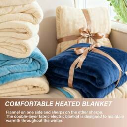 Alivio Premium Electric Heated Blanket with 7 Heat Levels & 9 Timer Modes in Beige - Size: 130 cm x 160 cm - thumbnail 6