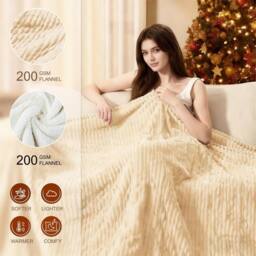 Alivio Premium Electric Heated Blanket with 7 Heat Levels & 9 Timer Modes in Beige - Size: 130 cm x 160 cm - thumbnail 3