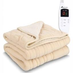 Alivio Premium Electric Heated Blanket with 7 Heat Levels & 9 Timer Modes in Beige - Size: 130 cm x 160 cm - thumbnail 1
