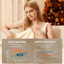Alivio Premium Electric Heated Blanket with 7 Heat Levels & 9 Timer Modes in Beige - Size: 130 cm x 160 cm - thumbnail 2