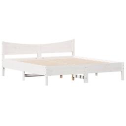 Berkfield Home Beautiful Bed Frame without Mattress White 200x200 cm Solid Wood Pine - thumbnail 1