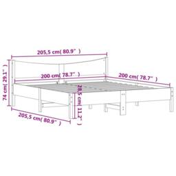 Berkfield Home Beautiful Bed Frame without Mattress White 200x200 cm Solid Wood Pine - thumbnail 9