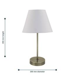 First Choice Lighting Antique Brass Stick Table Lamp with Ivory Off-White Fabric Shade in Bronze - thumbnail 4