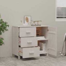 Berkfield Home Sideboard HAMAR White 90x40x80 cm Solid Pinewood - Size: 90 x 40 x 80 cm - thumbnail 7