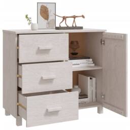 Berkfield Home Sideboard HAMAR White 90x40x80 cm Solid Pinewood - Size: 90 x 40 x 80 cm - thumbnail 6