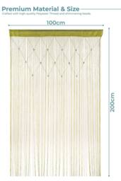 Neel Blue String Curtain Beaded Panel, Gold, 100cm x 200cm in Bright Green - Size: 100 cm width x 200 cm drop - thumbnail 2