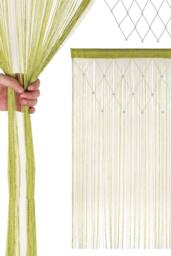 Neel Blue String Curtain Beaded Panel, Gold, 100cm x 200cm in Bright Green - Size: 100 cm width x 200 cm drop - thumbnail 6