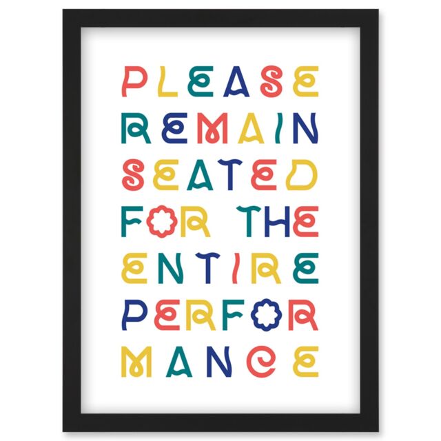 Artery8 Funny Toilet Wall Art Please Remain Seated The Entire Performance Bathroom Sign Decor Artwork Framed Wall Art Print A4 in Black - image 1