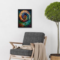 Artery8 Bright Multicoloured Ammonite Fossil Artwork Framed Wall Art Print A4 in Black - thumbnail 2
