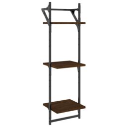 Berkfield Home 3-Tier Wall Shelves with Bars 2 pcs Brown Oak 30x25x100 cm - Size: 30 x 25 x 100 cm - thumbnail 4