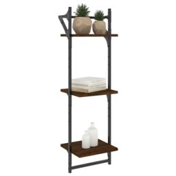 Berkfield Home 3-Tier Wall Shelves with Bars 2 pcs Brown Oak 30x25x100 cm - Size: 30 x 25 x 100 cm - thumbnail 3