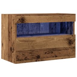 Berkfield Home TV Wall Cabinet with LED Lights Old Wood 60x30x40 cm in Brown - Size: 60 x 30 x 40 cm - thumbnail 2