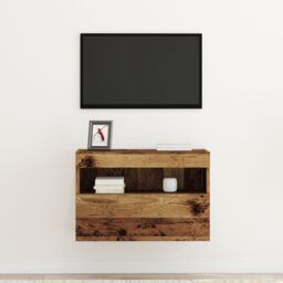 Berkfield Home TV Wall Cabinet with LED Lights Old Wood 60x30x40 cm in Brown - Size: 60 x 30 x 40 cm - thumbnail 5