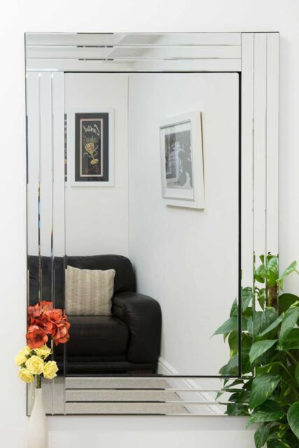 MirrorOutlet Oakley All Glass Triple Edge Bevelled Large Dress Mirror 120 x 80 CM in Silver - Size: 1 Pack - image 1