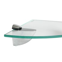 Harbour Housewares Floating Glass Corner Shelf - 20cm - Bathroom Storage Display Unit in Silver - thumbnail 7