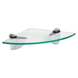 Harbour Housewares Floating Glass Corner Shelf - 20cm - Bathroom Storage Display Unit in Silver