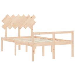 Berkfield Home Bed Frame with Headboard 120x200 cm Solid Wood in Brown - Size: Small Double - thumbnail 5