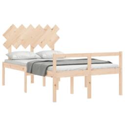 Berkfield Home Bed Frame with Headboard 120x200 cm Solid Wood in Brown - Size: Small Double - thumbnail 4