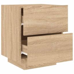 Berkfield Home Decorative Bedside Cabinets with LED Lights 2 pcs Sonoma Oak Engi in Light Tan - thumbnail 7