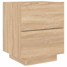 Berkfield Home Decorative Bedside Cabinets with LED Lights 2 pcs Sonoma Oak Engi in Light Tan - thumbnail 6