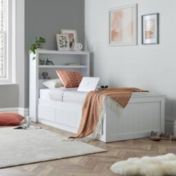 Bedmaster Enzo Wooden 3 Drawer Bookcase Bed & Orthopaedic Mattress in White - Size: Single - thumbnail 3