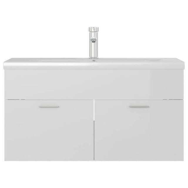 Berkfield Home Sink Cabinet with Built-in Basin High Gloss White Engineered Wood - image 1