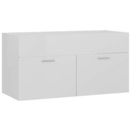 Berkfield Home Sink Cabinet with Built-in Basin High Gloss White Engineered Wood - thumbnail 8