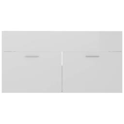 Berkfield Home Sink Cabinet with Built-in Basin High Gloss White Engineered Wood - thumbnail 9