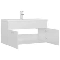 Berkfield Home Sink Cabinet with Built-in Basin High Gloss White Engineered Wood - thumbnail 5