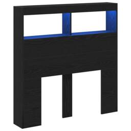 Berkfield Home Headboard Cabinet with LED Black Oak 100x17x102 cm - Size: 100 x 17 x 102 cm