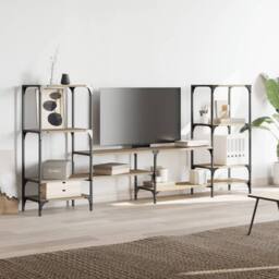 Berkfield Home TV Cabinet Sonoma Oak 206.5x28.5x95 cm Engineered Wood in Light Oak - thumbnail 4