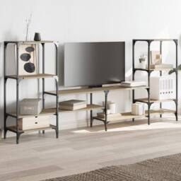 Berkfield Home TV Cabinet Sonoma Oak 206.5x28.5x95 cm Engineered Wood in Light Oak - thumbnail 3